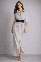 Selena- Vestido largo plisado