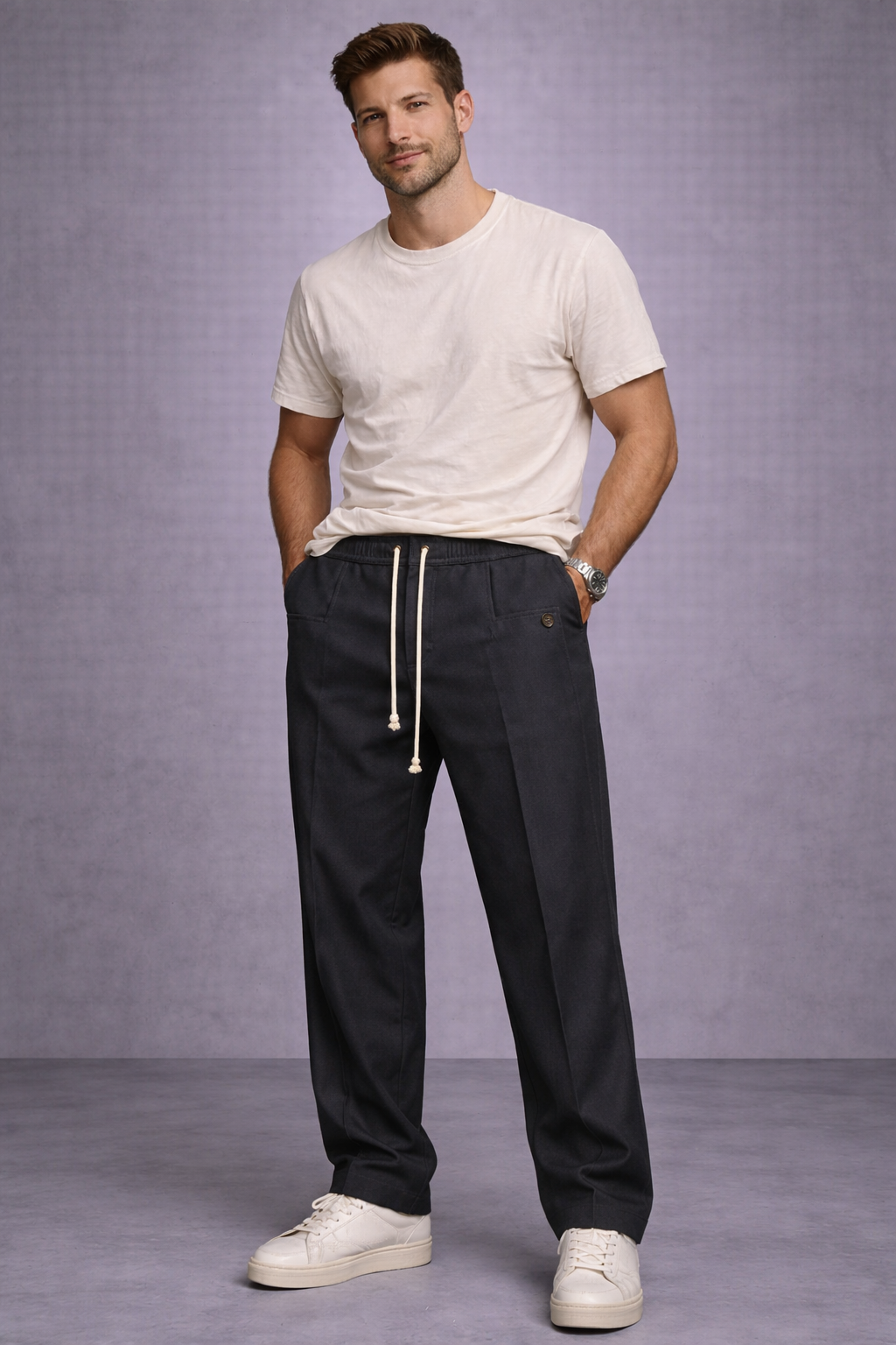 Daniel - Pantalón elegante con cordón ajustable