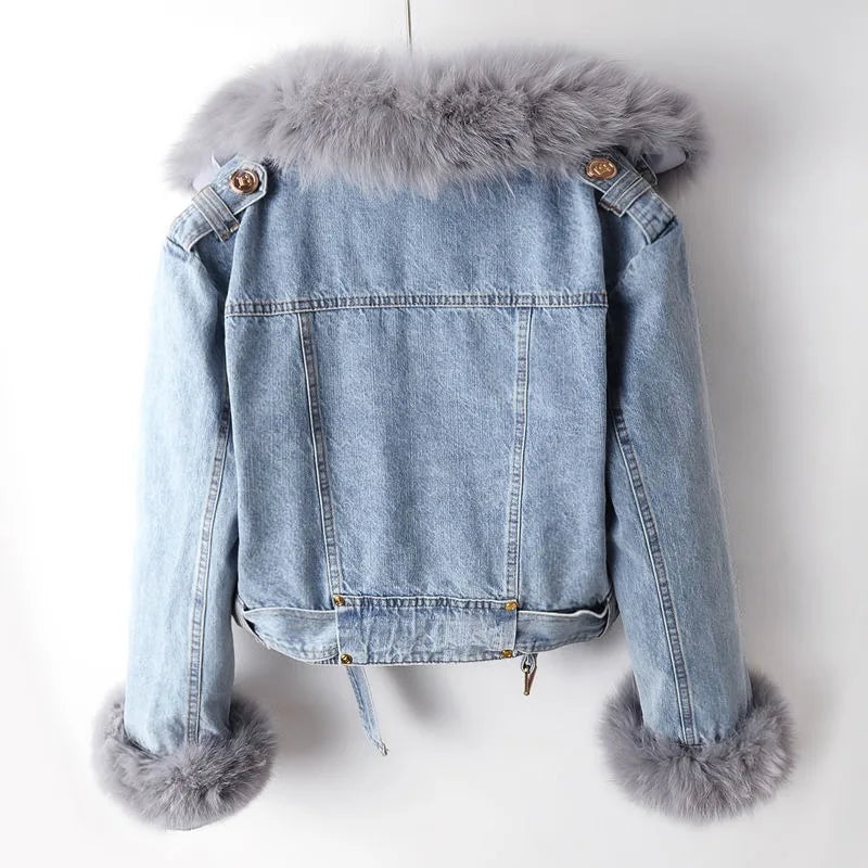 Marga | Chaqueta denim con cuello de pelo