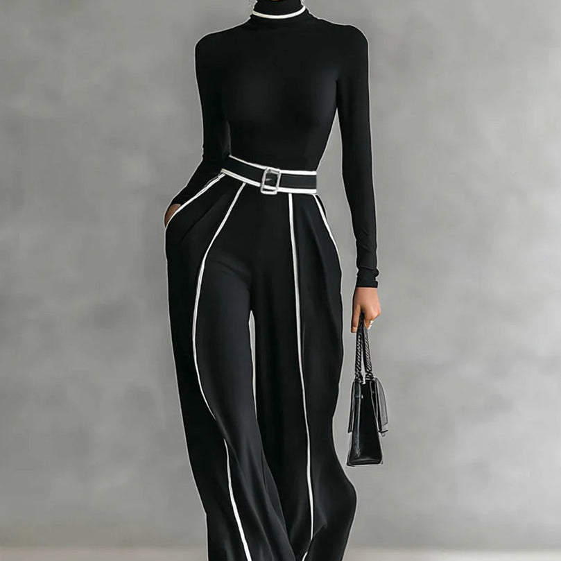 Marta-Conjunto de top y pantalones de pierna ancha con cinturón