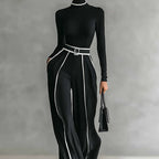 Marta-Conjunto de top y pantalones de pierna ancha con cinturón